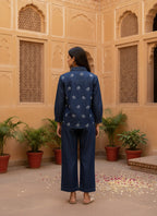 Denim Embroidered Shirt With TrouserCo-Ords Set