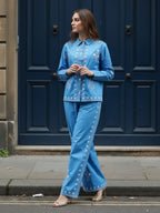 Cotton Embroidered Shirt With Palazzos Co-Ords Set