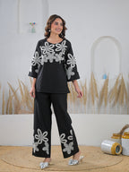 Zummer Co-ord Set – Black Embroidered Tunic & Palazzos