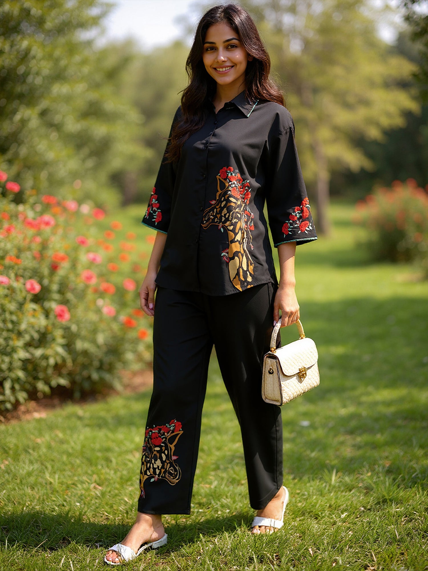 Cotton Embroidered Shirt With TrouserCo-Ords Set