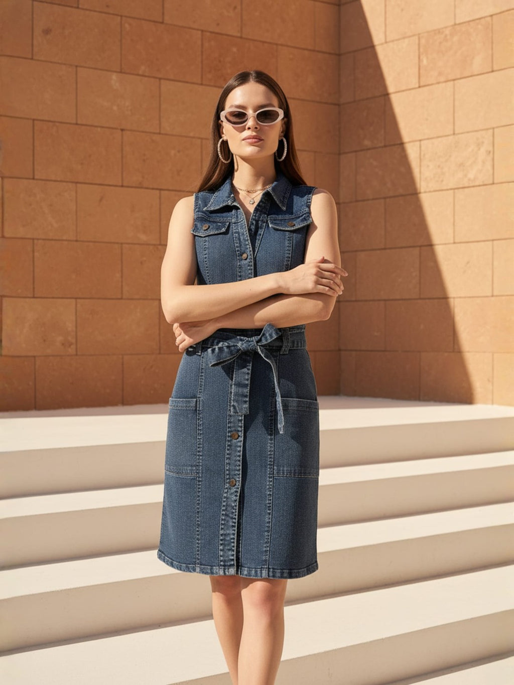 Blue Blast Denim Sleeveless Mini Dress