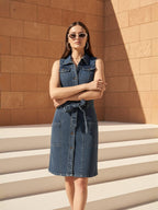 Blue Blast Denim Sleeveless Mini Dress