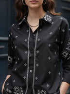Cotton Embroidered Shirt With Palazzos Co-Ords Set