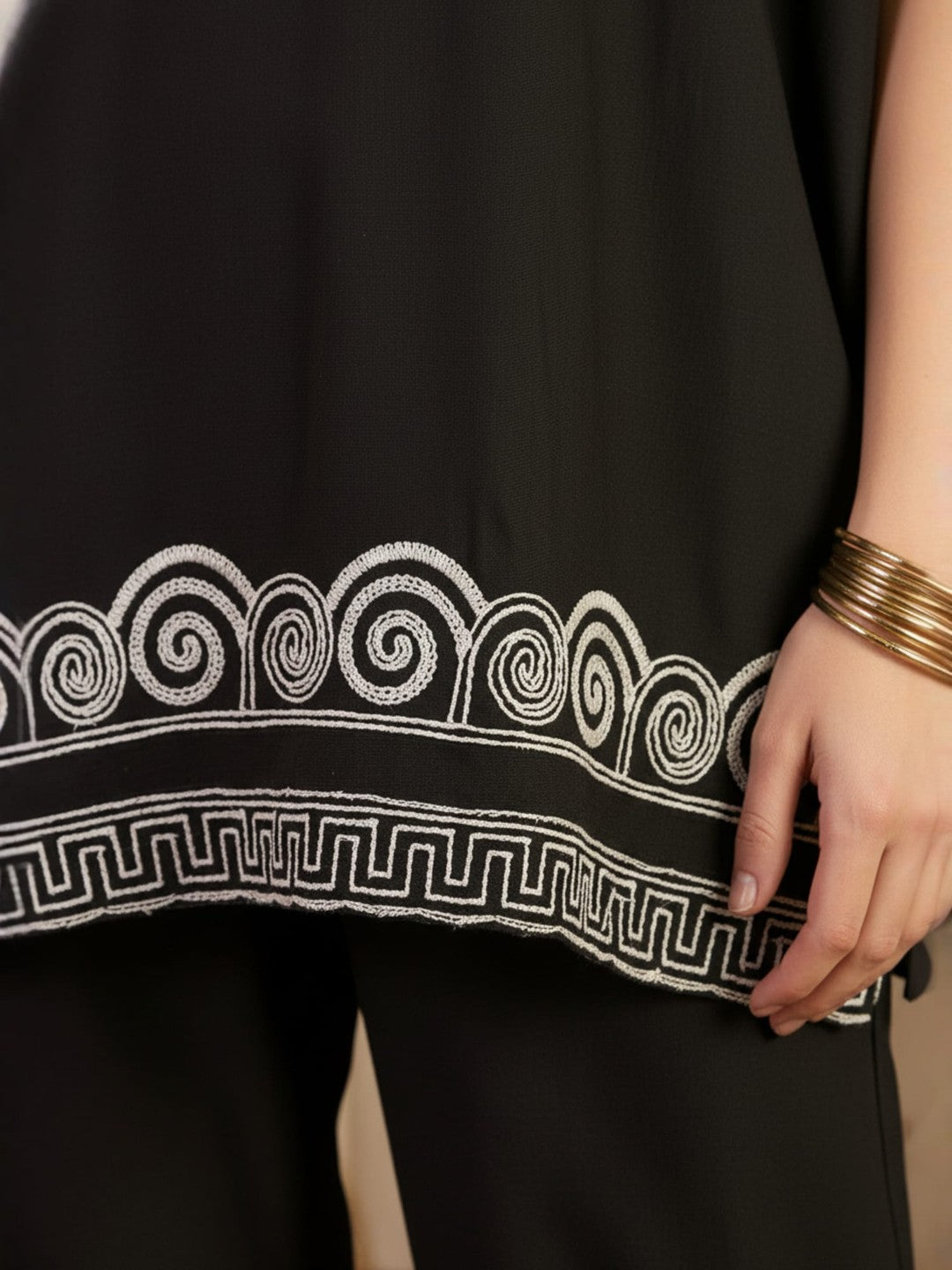 Black Printed Tunic & Palazzo Co-Ord Set