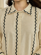 Cotton Off White Tunic With Trouser Co-Ords Set