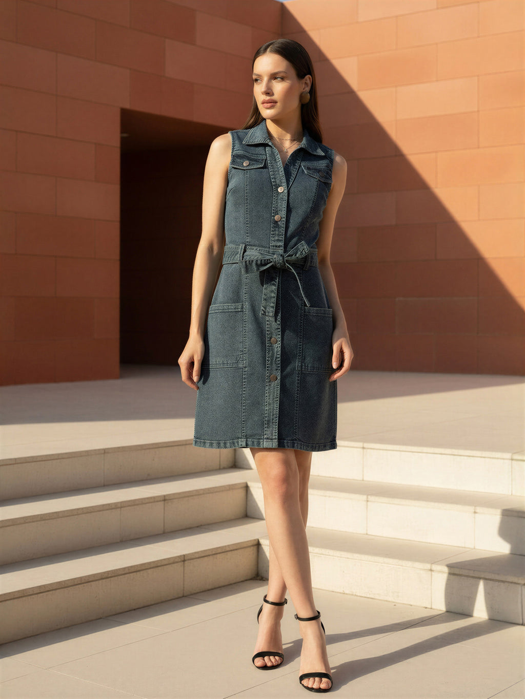 Green Cotton Solid Bodycon Short Dress with No Sleeves