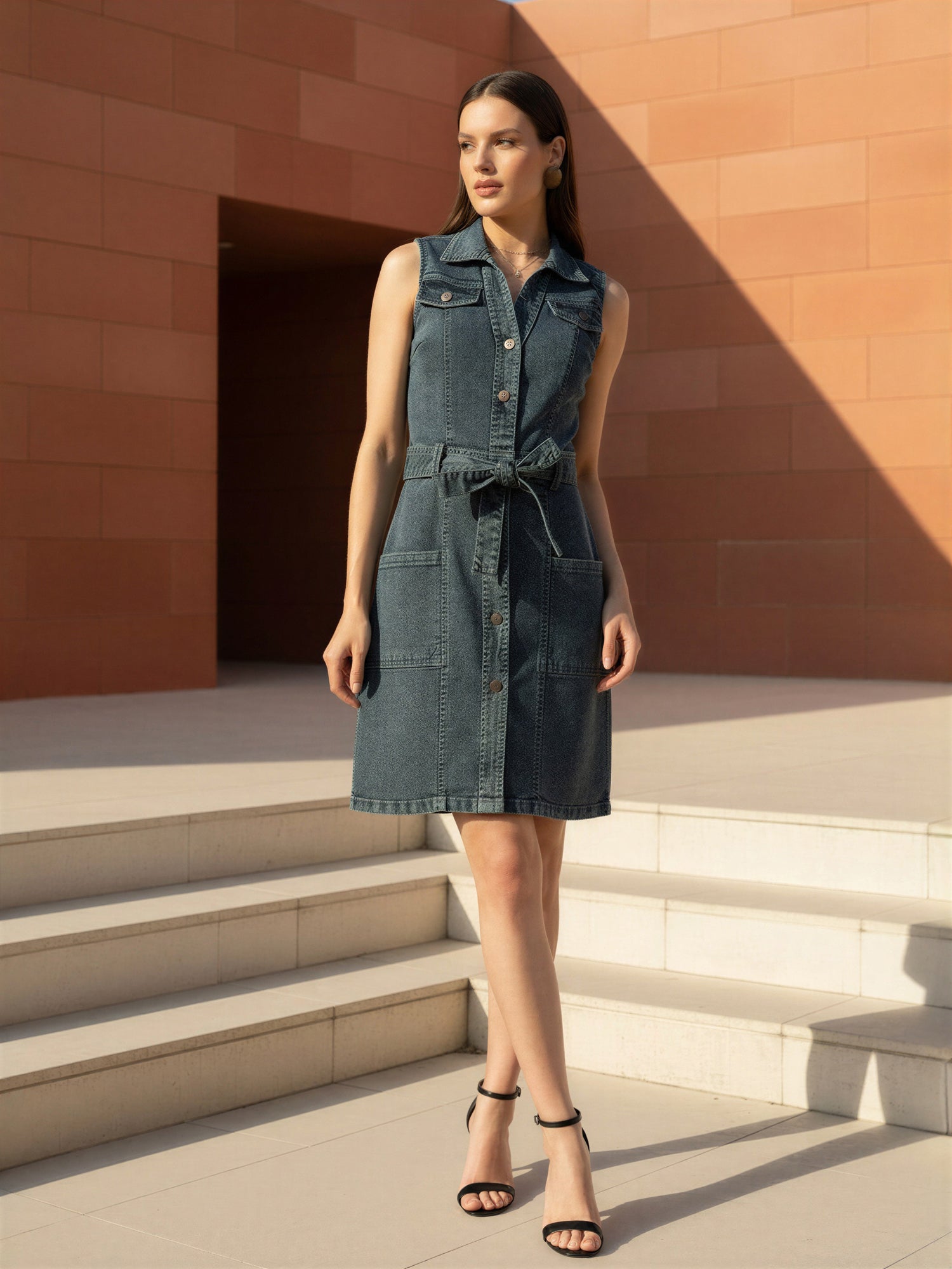 Green Cotton Solid Bodycon Short Dress with No Sleeves