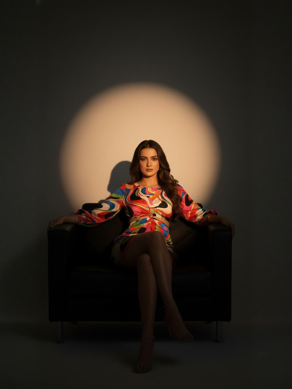 Satin Multi Abstract Side Cut Out Short Dress