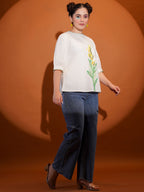 Cotton Colourblocked White Top