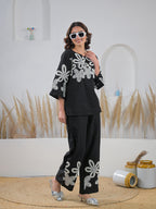 Zummer Co-ord Set – Black Embroidered Tunic & Palazzos