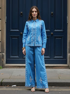 Cotton Embroidered Shirt With Palazzos Co-Ords Set