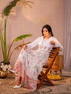 Zummer White Floral Maxi Dress with Jacket