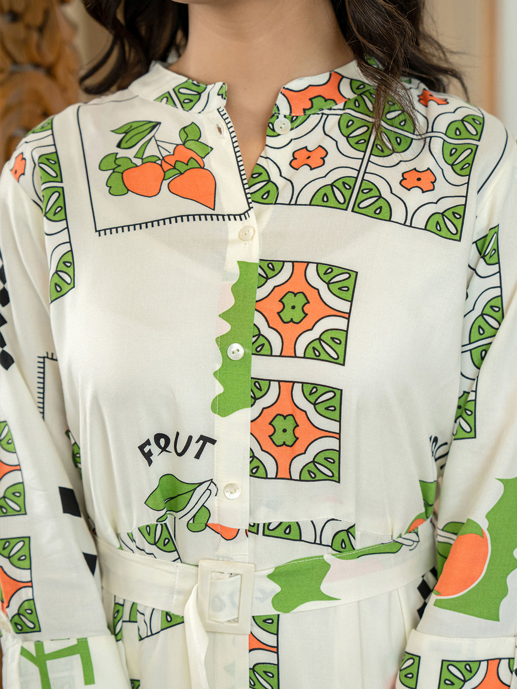 Rayon Off white Printed Fit And Flare Maxi Dress