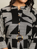 Rayon Printed Fit And Flare Midi Dress