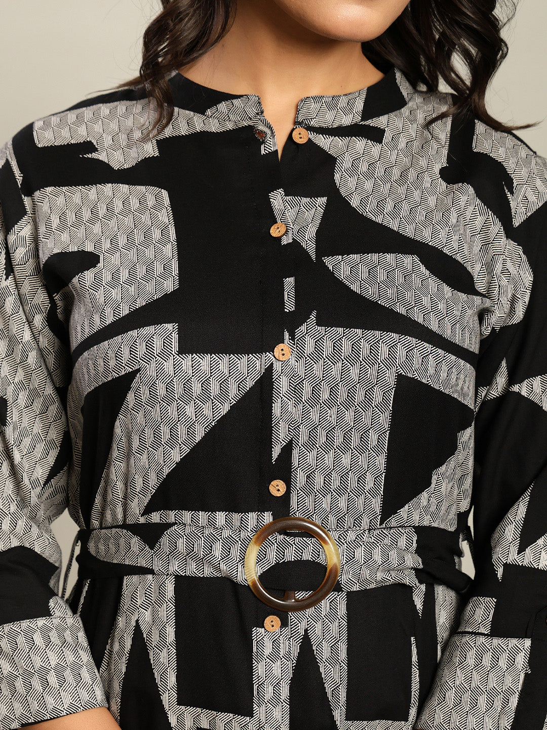 Rayon Printed Fit And Flare Midi Dress