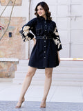 Cotton Floral Colourblocked Shirt Dress