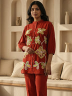 Cotton Embroidered Shirt With TrouserCo-Ords Set