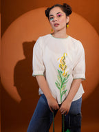 Cotton Colourblocked White Top