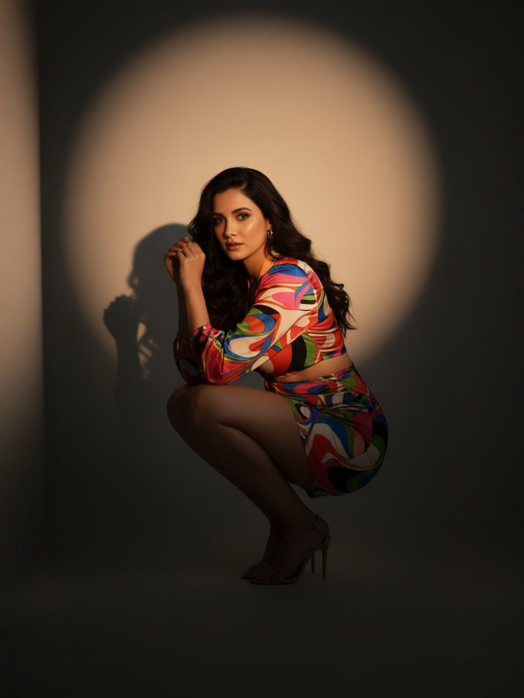 Satin Multi Abstract Side Cut Out Short Dress