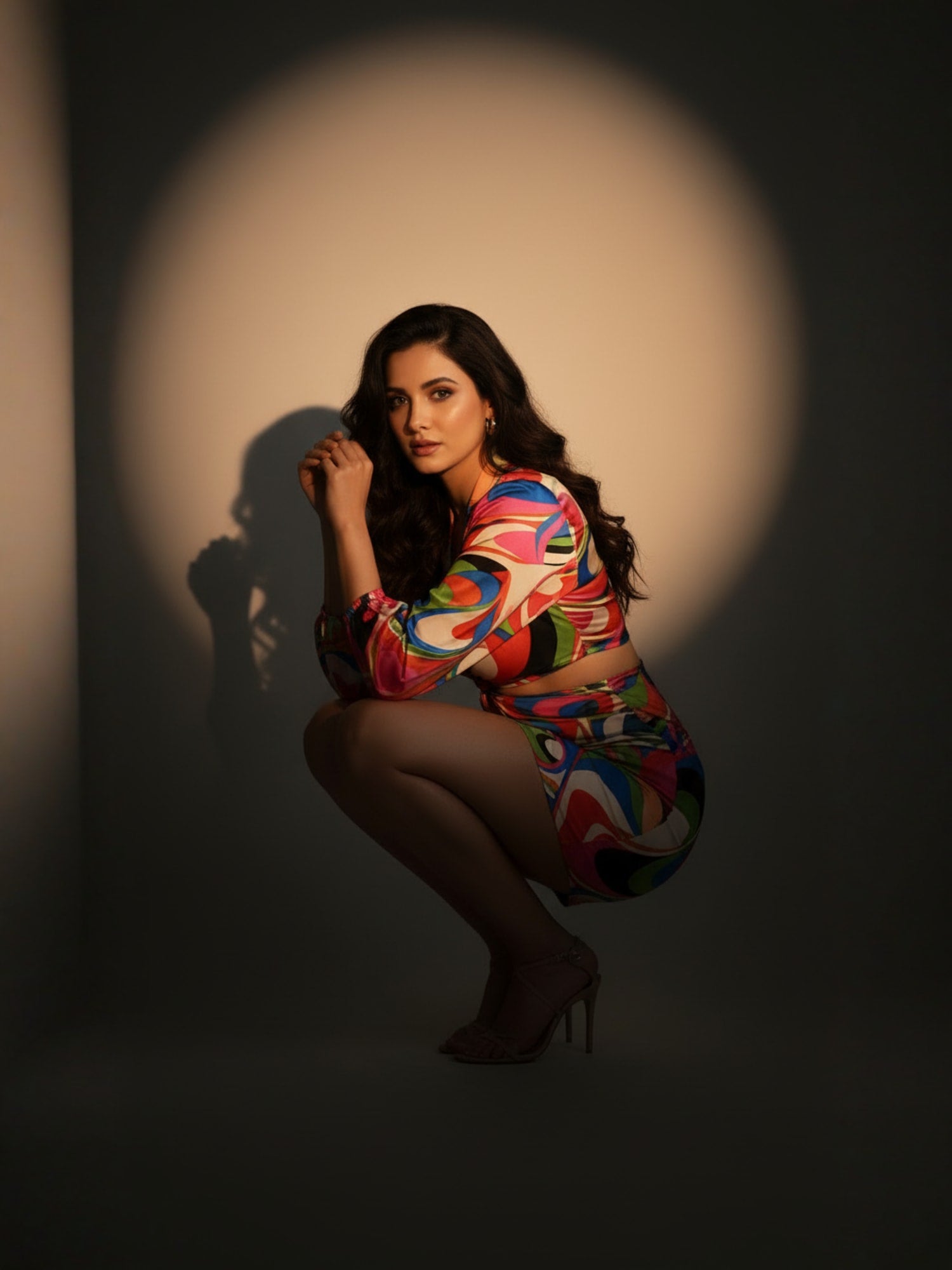 Satin Multi Abstract Side Cut Out Short Dress