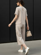 Zummer Cotton Solid Top & Palazzo Co-Ord Set