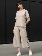Zummer Cotton Solid Top & Palazzo Co-Ord Set