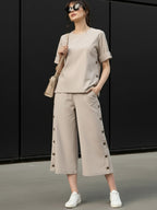 Zummer Cotton Solid Top & Palazzo Co-Ord Set