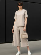 Zummer Cotton Solid Top & Palazzo Co-Ord Set
