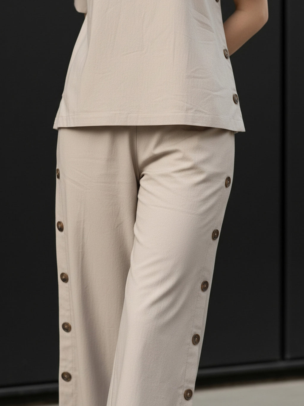 Zummer Cotton Solid Top & Palazzo Co-Ord Set