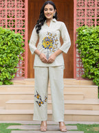 Cotton Embroidered Tunic With Trouser Co-Ords Set
