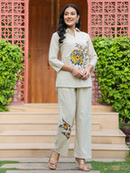 Cotton Embroidered Tunic With Trouser Co-Ords Set