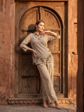 Zummer Women Beige Embroidered Pure Cotton Tunic & Trouser Co-Ord Set
