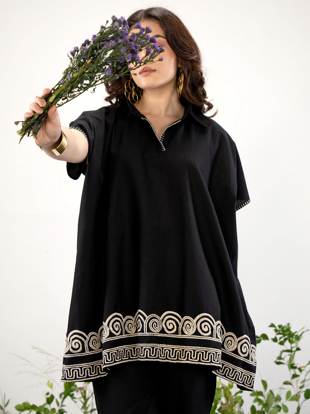 Black Printed Tunic & Palazzo Co-Ord Set