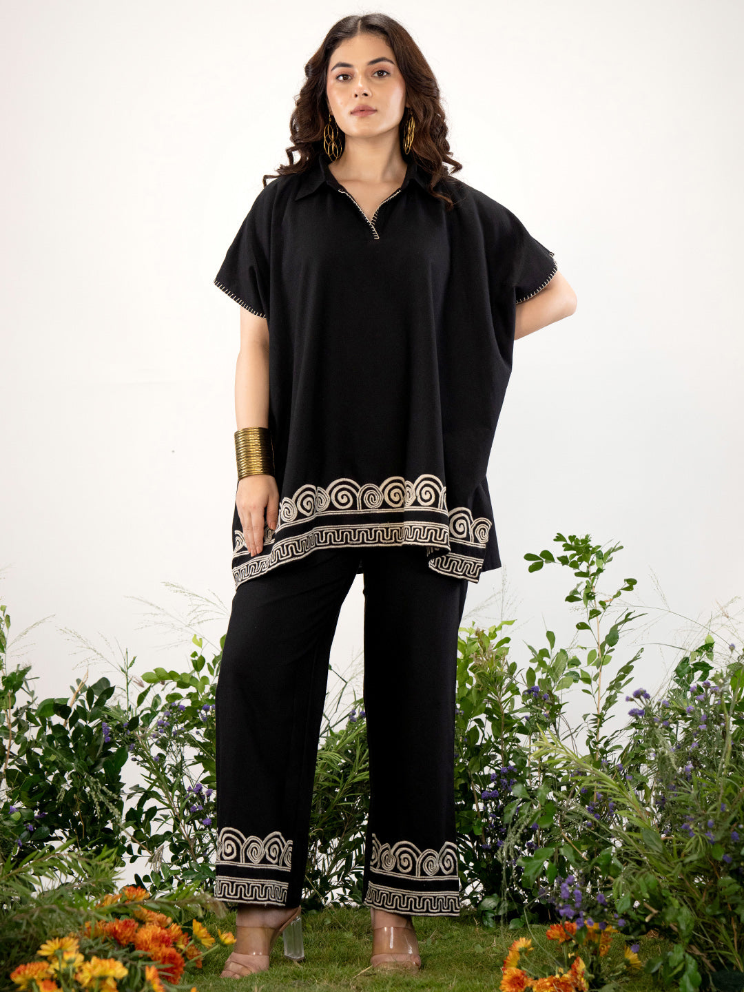 Black Printed Tunic & Palazzo Co-Ord Set