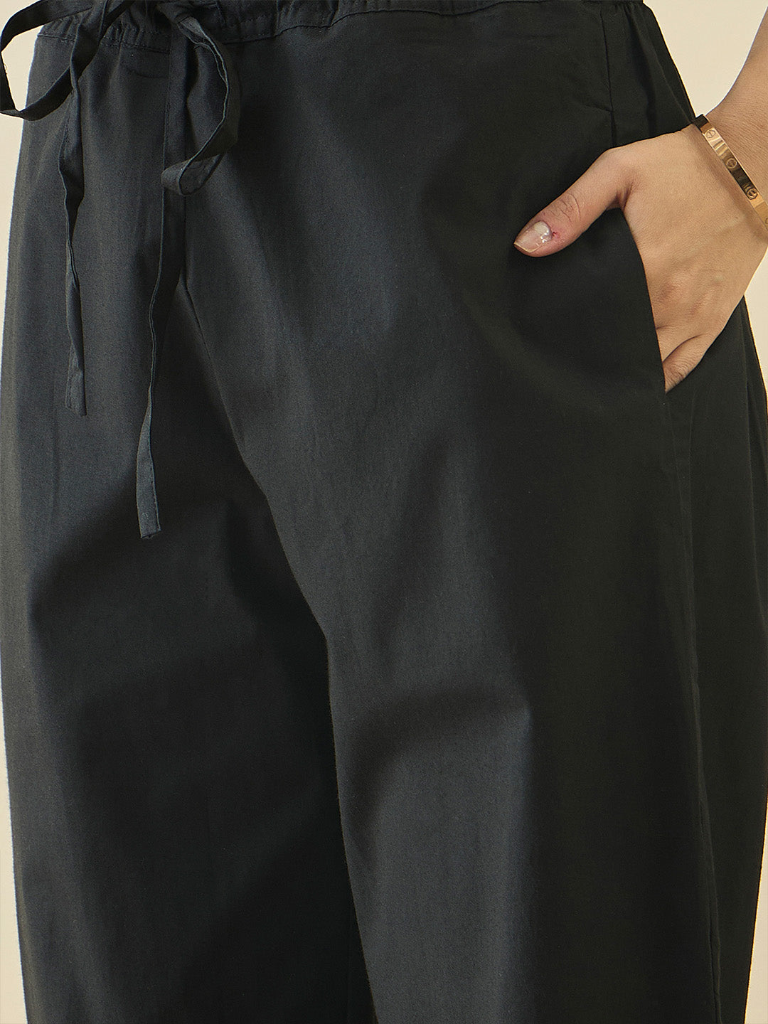 Black Embroidered Collar Shirt With Trousers Co-Ords