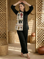 Cotton Hand Painted Shirt With Trouser Co-Ords Set