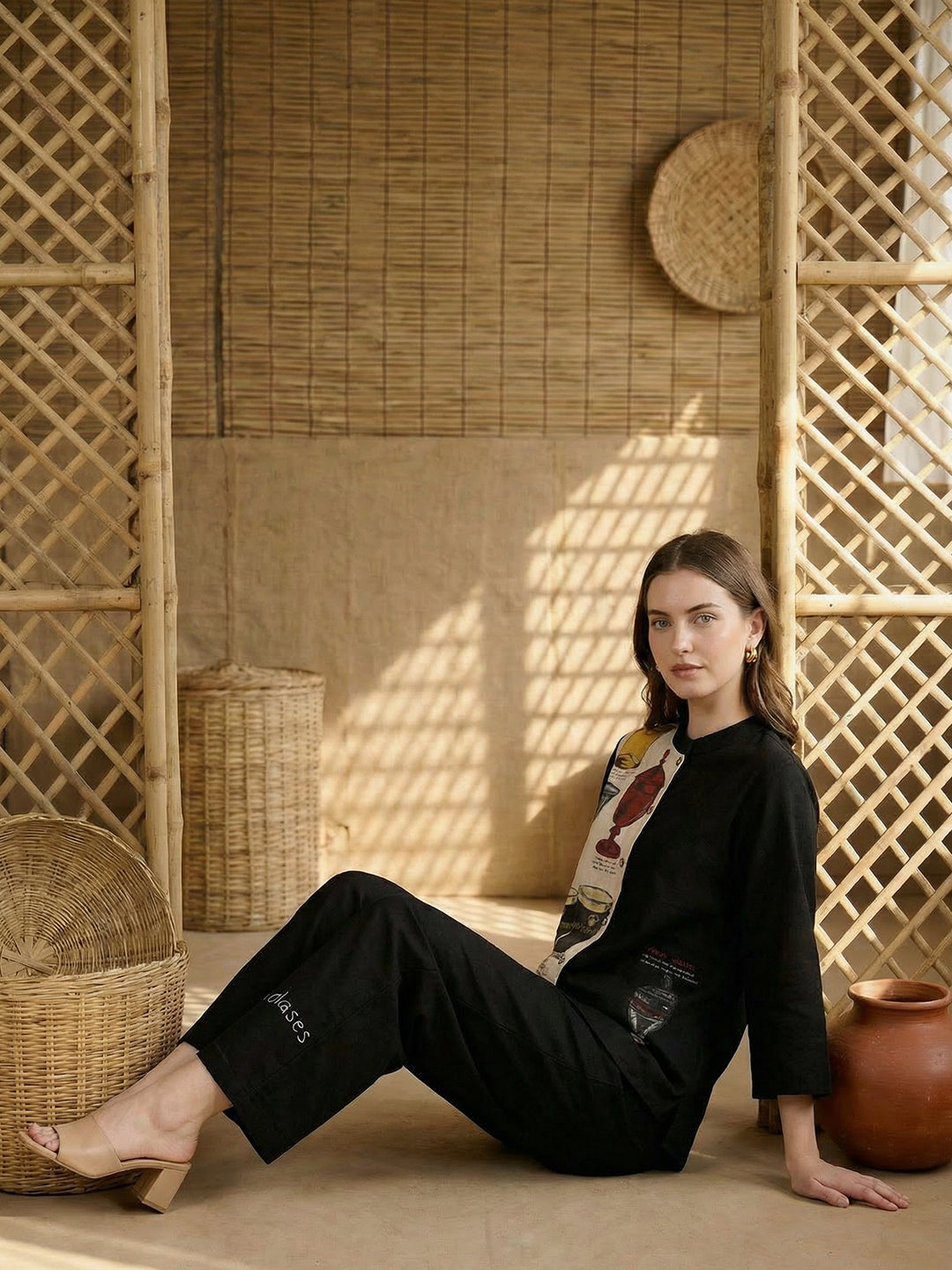 Cotton Hand Painted Shirt With Trouser Co-Ords Set