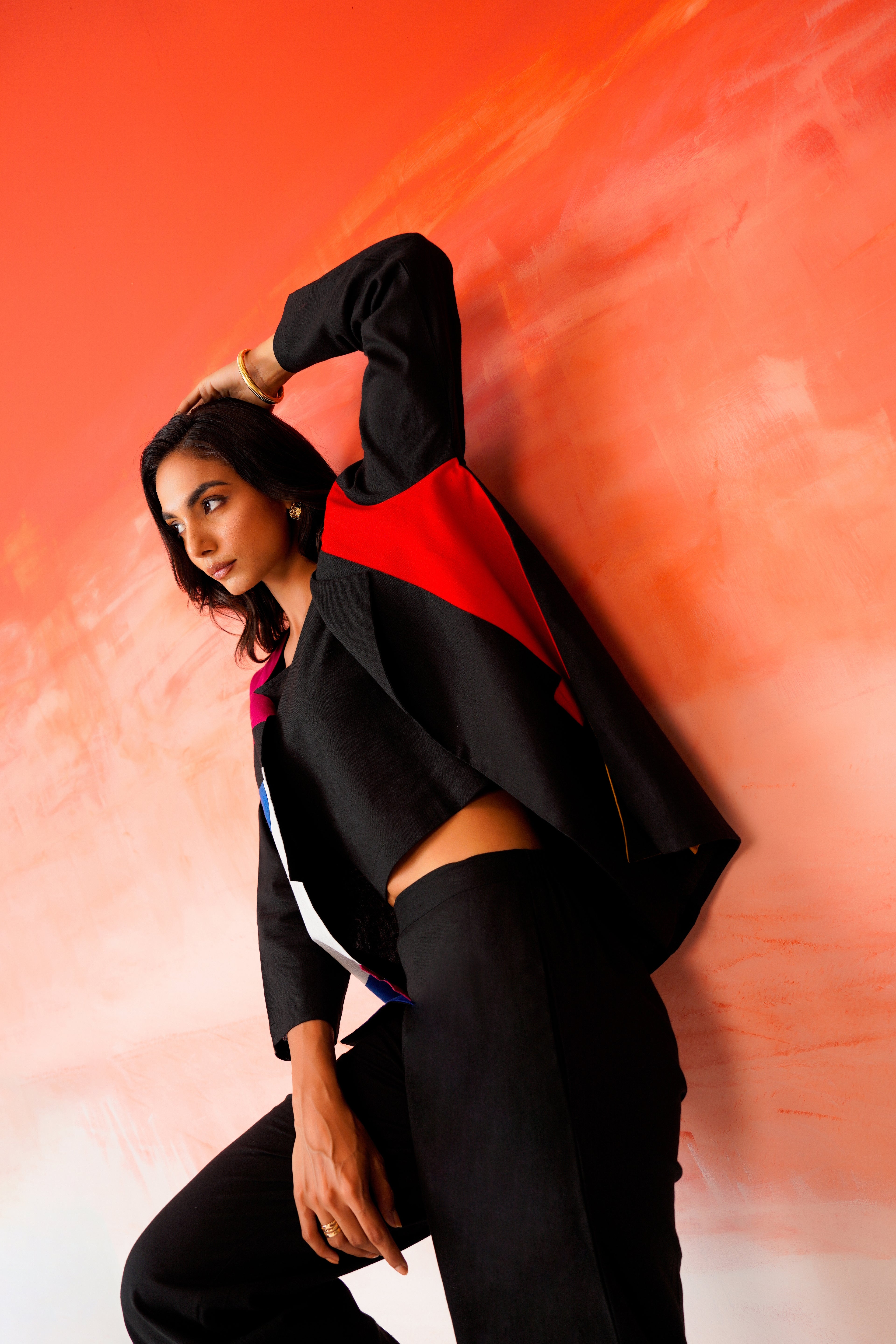 Zummer Black Colorblock Co-Ord Set with Jacket