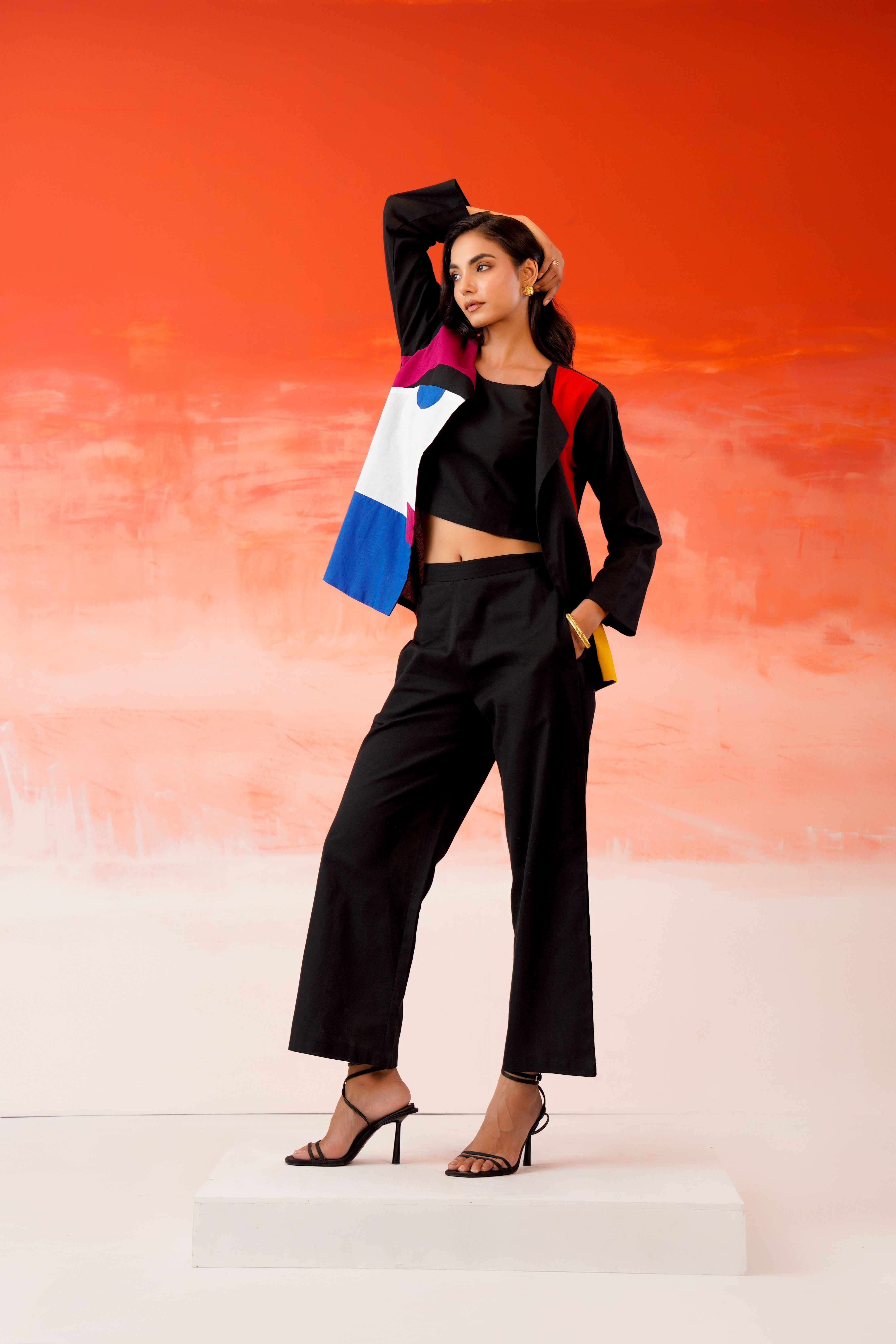 Zummer Black Colorblock Co-Ord Set with Jacket