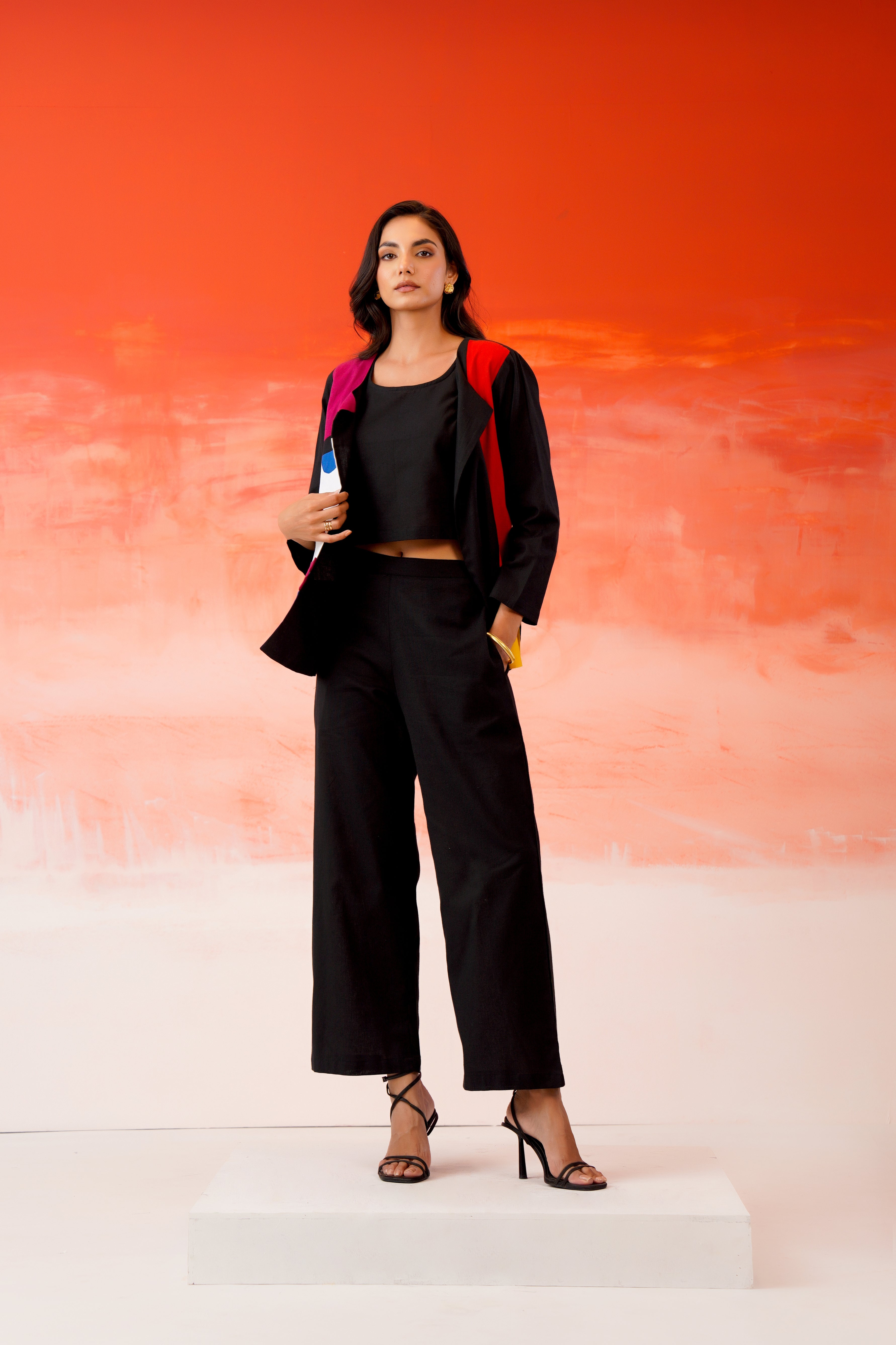 Zummer Black Colorblock Co-Ord Set with Jacket