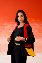 Zummer Black Colorblock Co-Ord Set with Jacket
