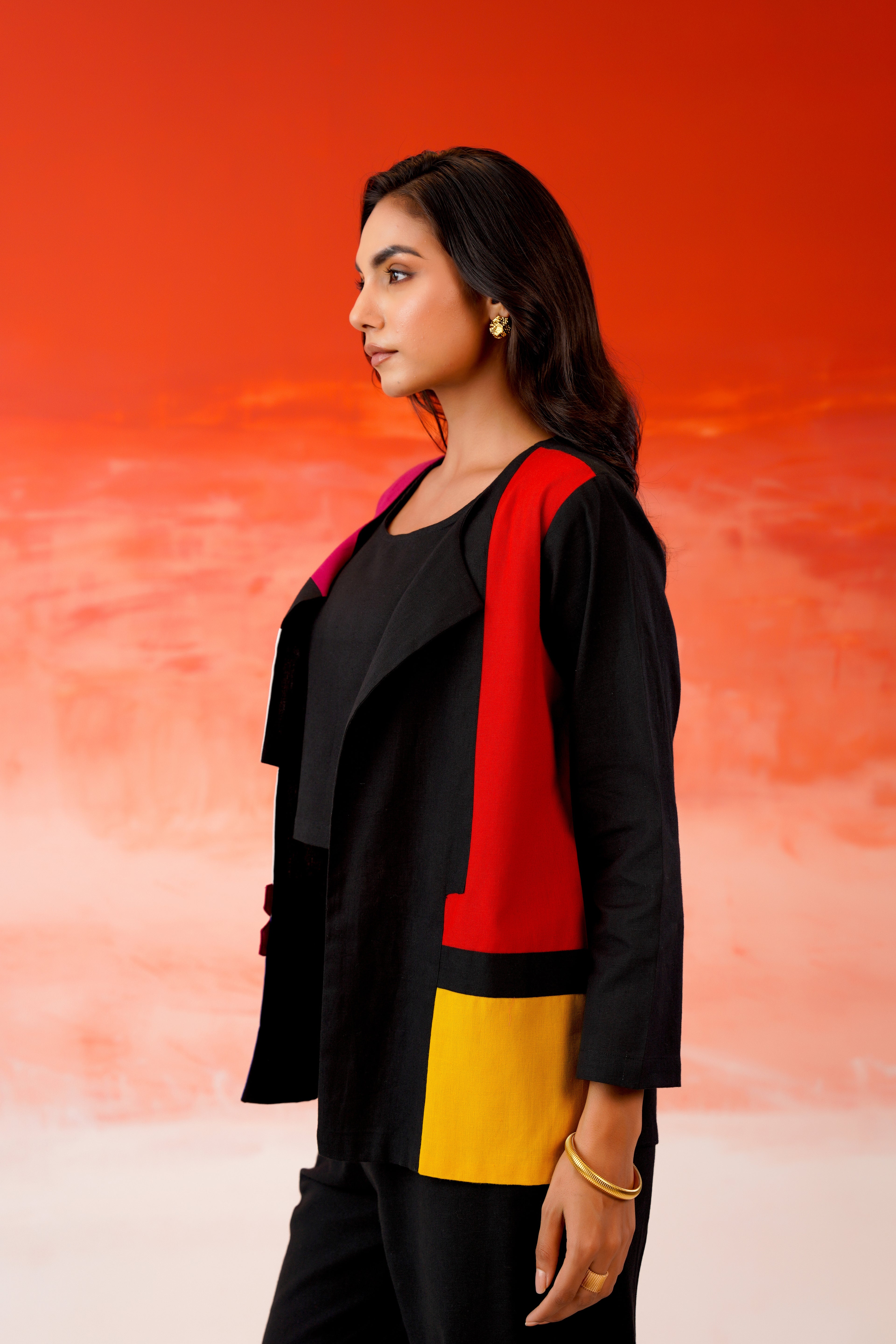 Zummer Black Colorblock Co-Ord Set with Jacket