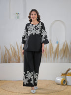 Zummer Co-ord Set – Black Embroidered Tunic & Palazzos
