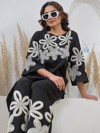 Zummer Co-ord Set – Black Embroidered Tunic & Palazzos