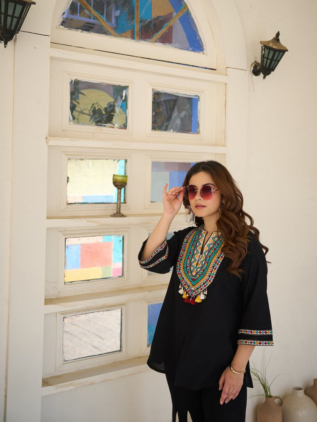 Zummer Women Black Embroidered Cotton Co-Ord Set