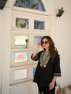Zummer Women Black Embroidered Cotton Co-Ord Set