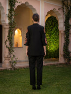 Zummer Embroidered Co-ord Set – Black Shirt & Trousers