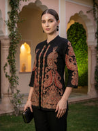 Zummer Embroidered Co-ord Set – Black Shirt & Trousers