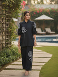 Zummer Black Embroidered Cotton Co-Ord Set for Women