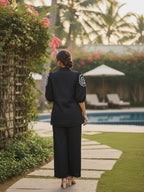 Zummer Black Embroidered Cotton Co-Ord Set for Women
